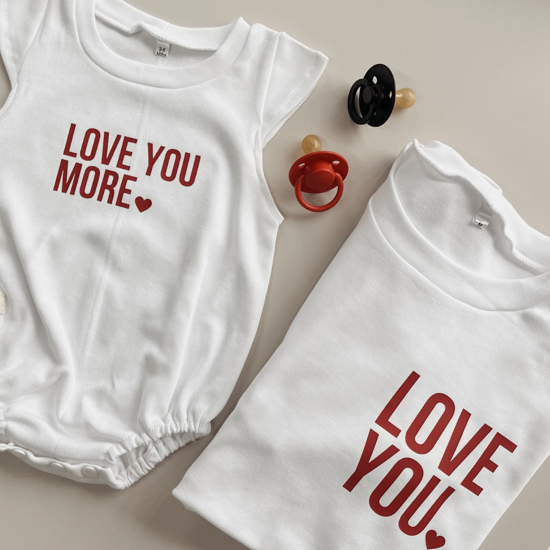 Baby "Love You More" Valentines Day Cotton Romper