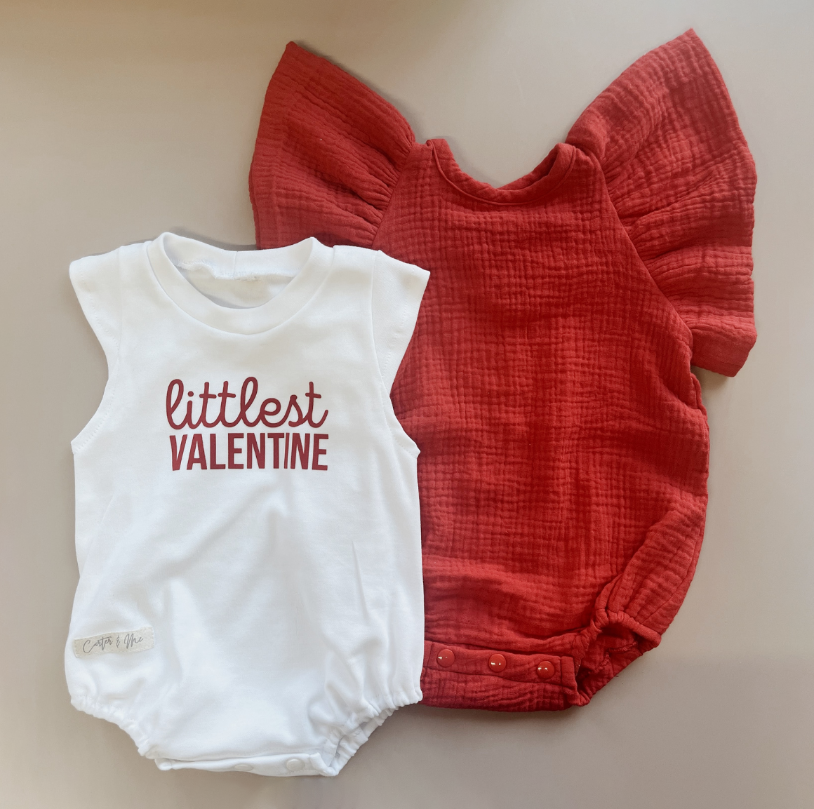 Baby "Littlest Valentine" Valentines Day Cotton Romper