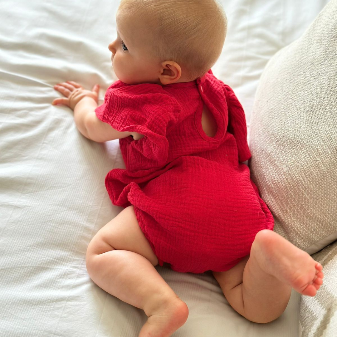 Baby Muslin Flutter Sleeve Romper (Sale)