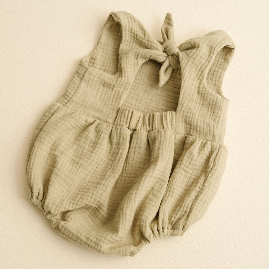 Baby Muslin Back Bow Romper
