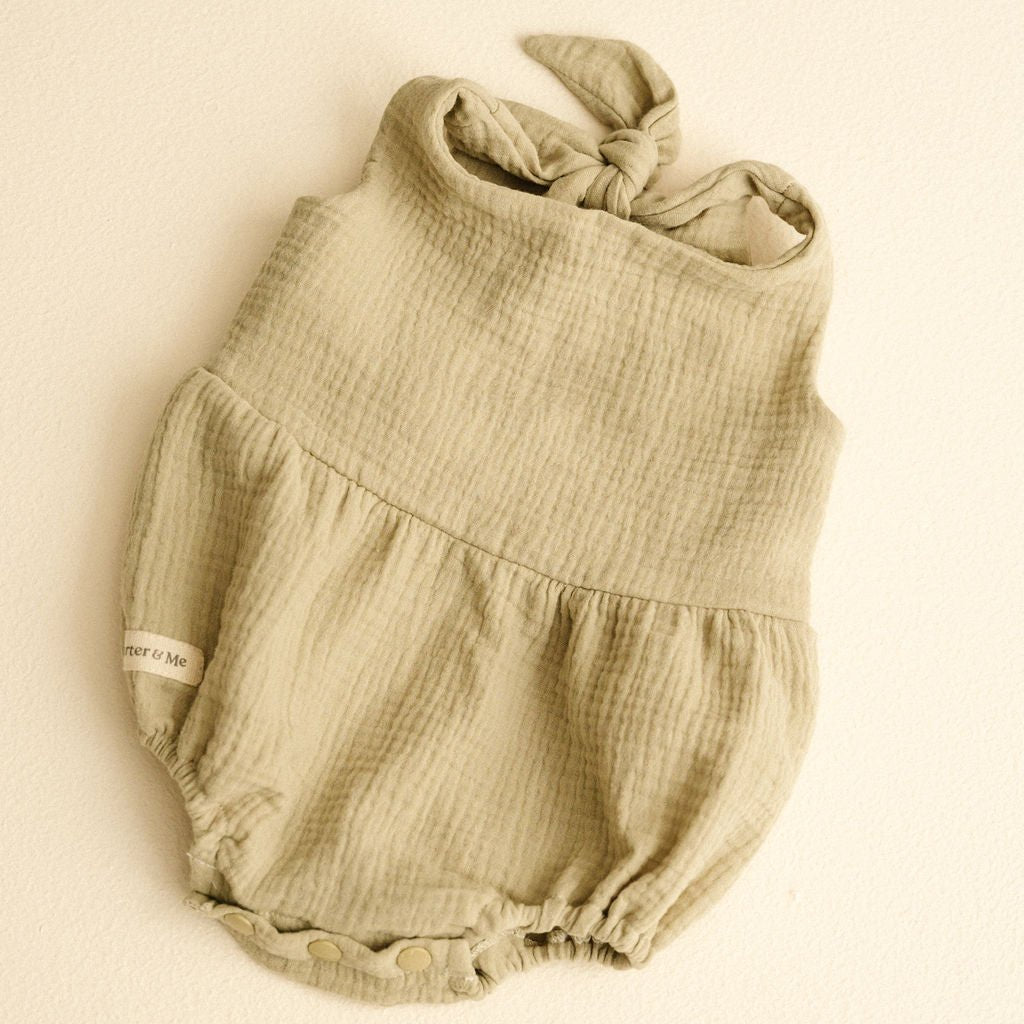 Baby Muslin Back Bow Romper