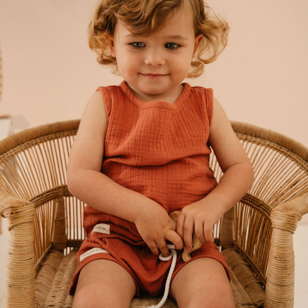 Toddler + Kids Muslin Vest and Shorts Set