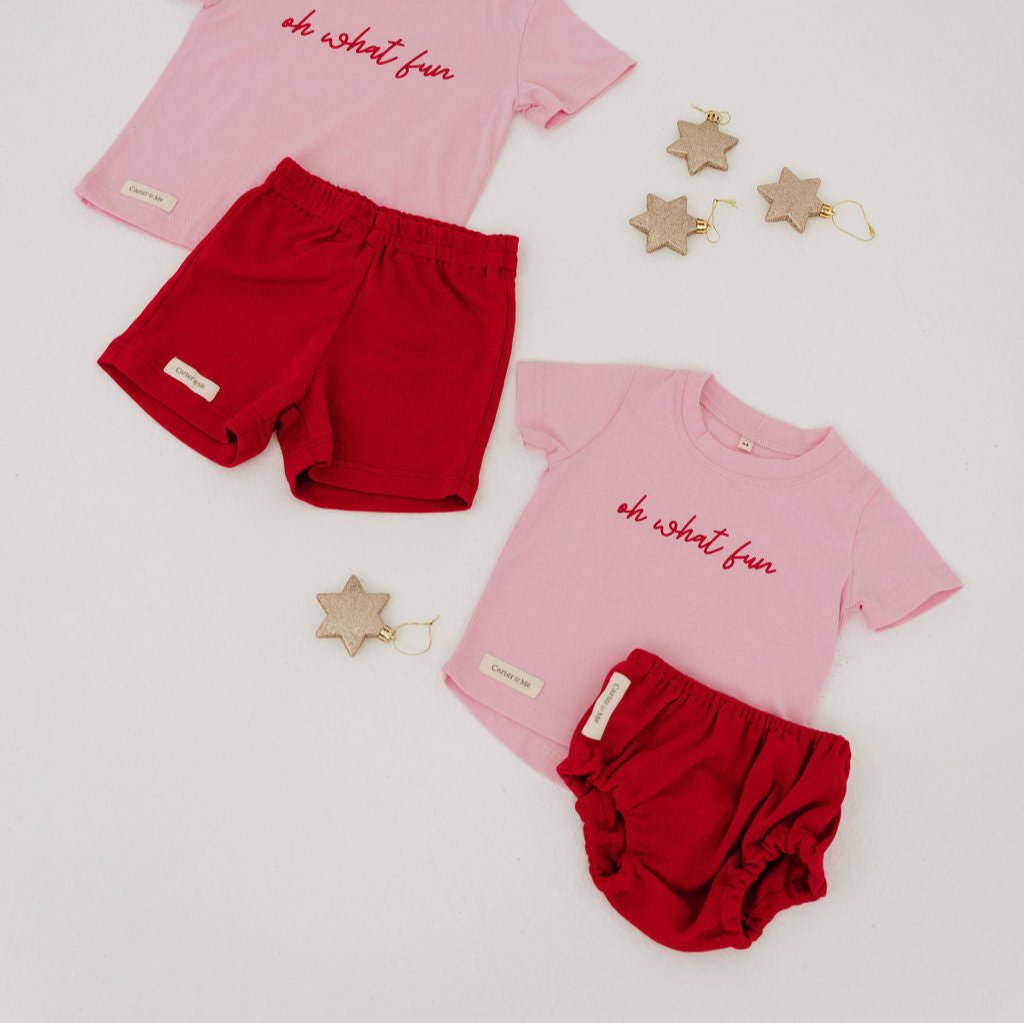 Baby Pink + Red Christmas PJ's