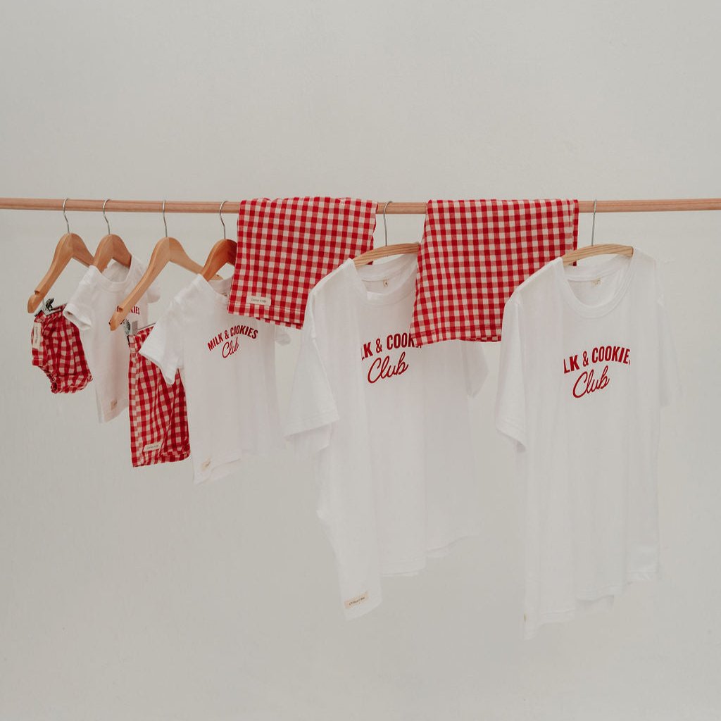Baby Gingham Christmas PJ Set – “Milk & Cookies Club”
