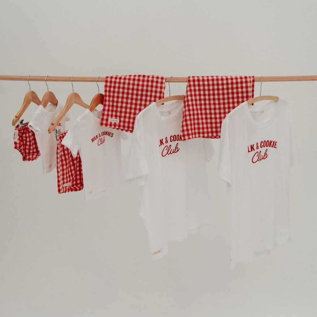 Gingham Christmas PJ Set – “Milk & Cookies Club"