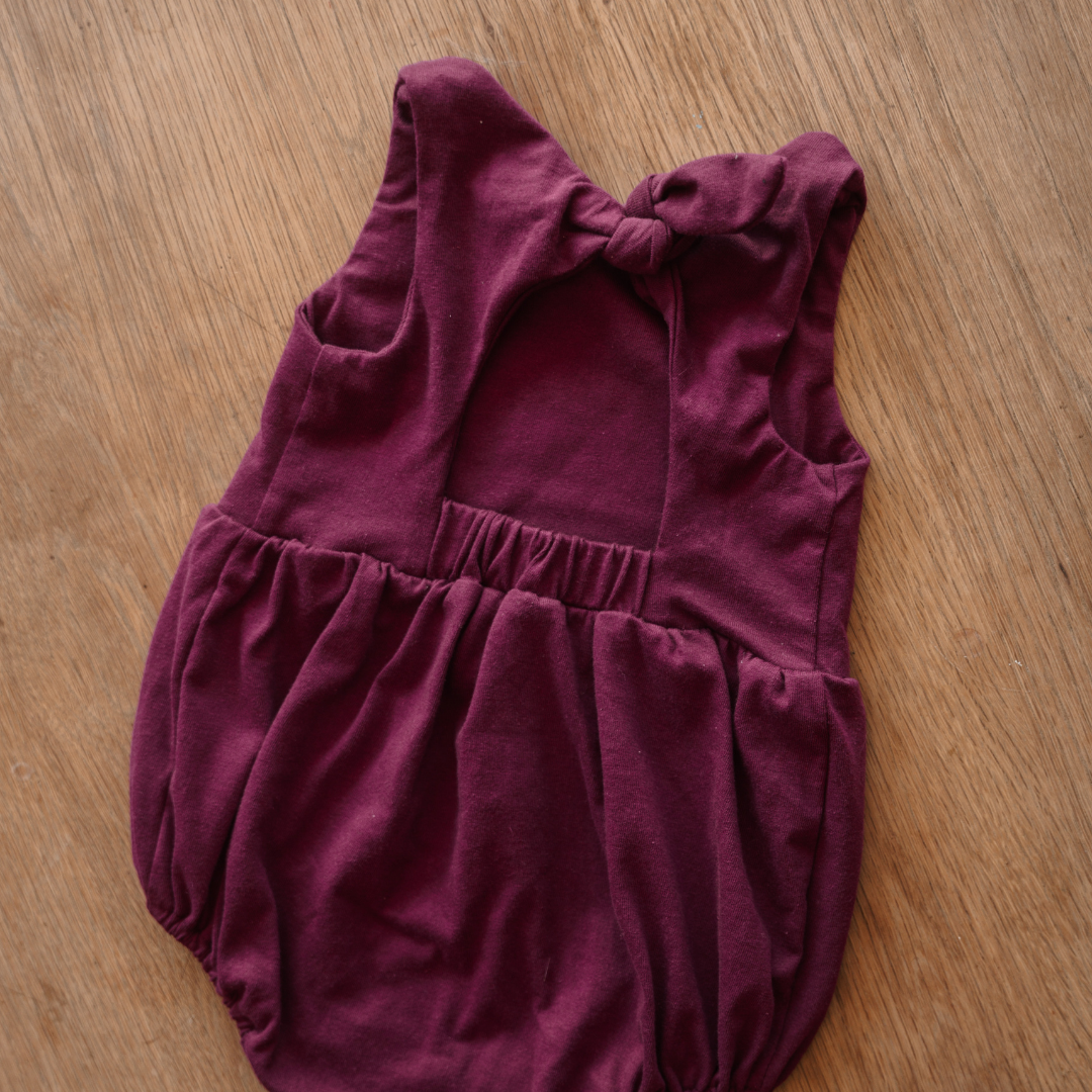 Baby Solid Cotton Back Bow Romper