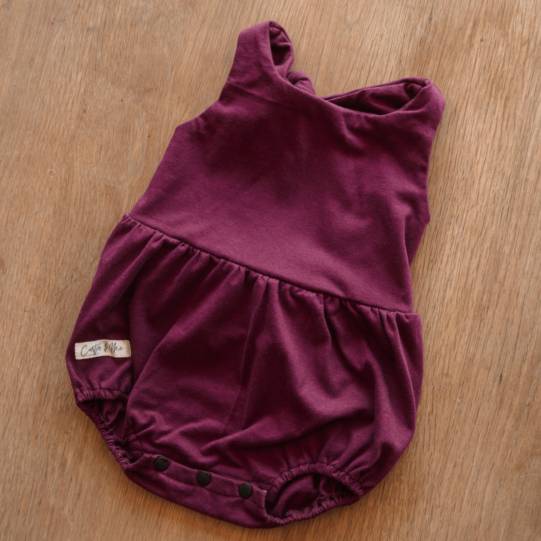 Baby Solid Cotton Back Bow Romper