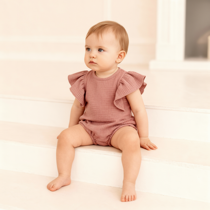 Baby Muslin Flutter Sleeve Romper