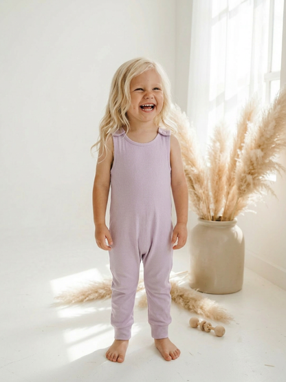 Toddler + Kids - Solid Cotton Harem Romper (In Stock) - Grey Melange