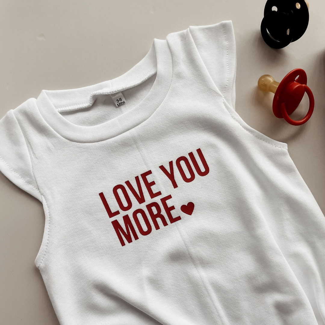 Baby "Love You More" Valentines Day Cotton Romper