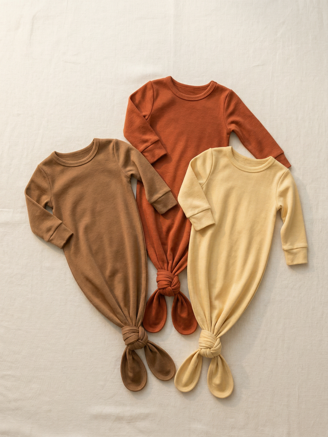 Baby - Solid Cotton Knotted Sleeper + Beanie