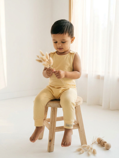 Toddler + Kids - Solid Cotton Harem Romper (In Stock) - Grey Melange