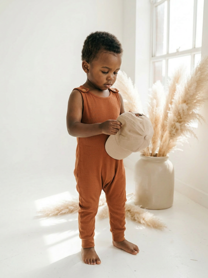 Toddler + Kids - Solid Cotton Harem Romper (In Stock) - Grey Melange