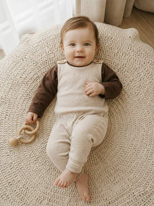 Baby - Ribbed Harem Romper + Long Sleeve Tee Set