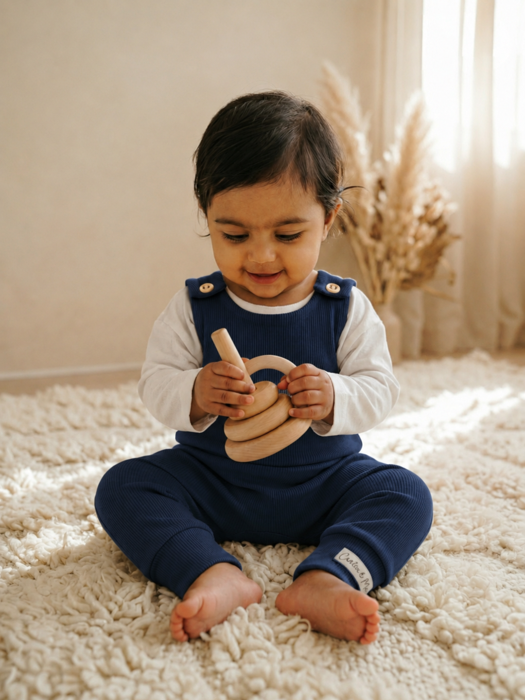 Baby - Ribbed Harem Romper + Long Sleeve Tee Set