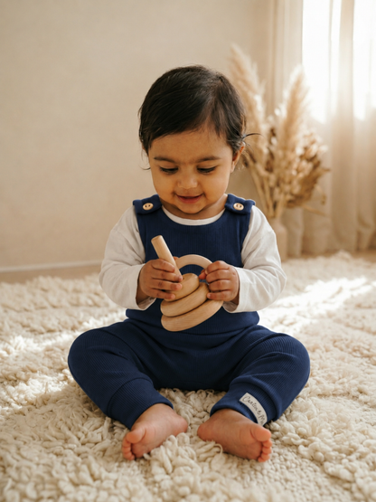 Baby - Ribbed Harem Romper + Long Sleeve Tee Set