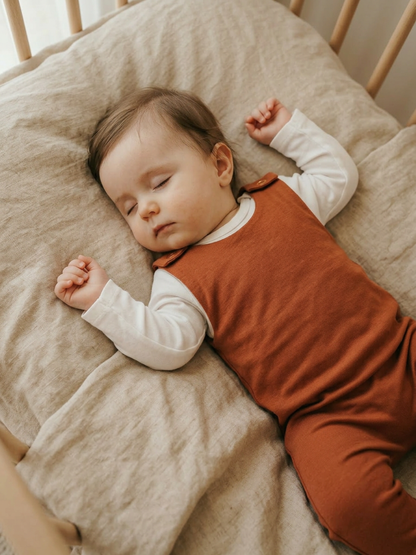 Baby - Solid Cotton Harem Romper + Long Sleeve Tee Set