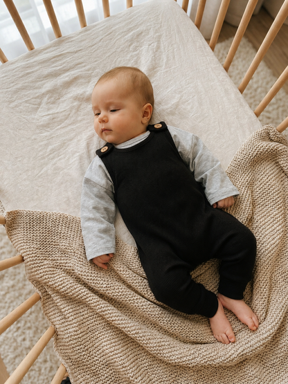 Baby - Ribbed Harem Romper + Long Sleeve Tee Set