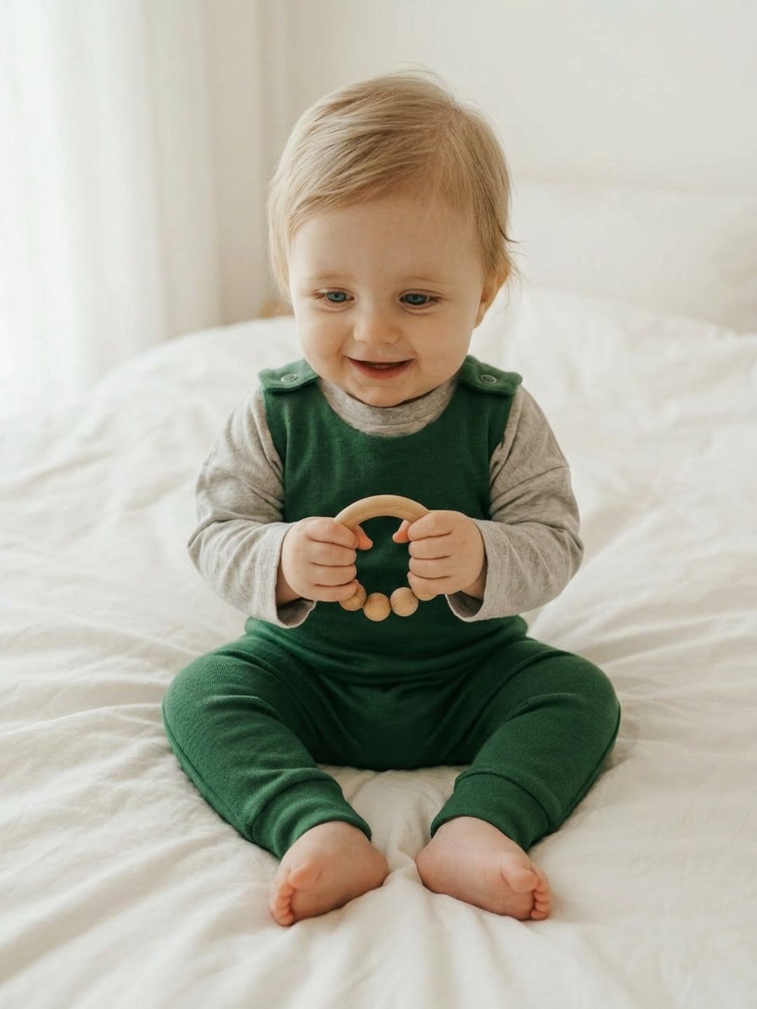 Baby - Solid Cotton Harem Romper + Long Sleeve Tee Set
