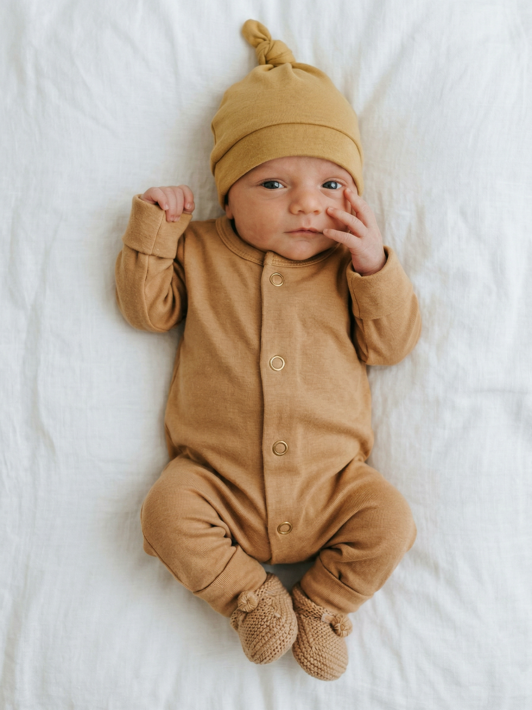 Baby - Solid Cotton Rolled Harem Romper