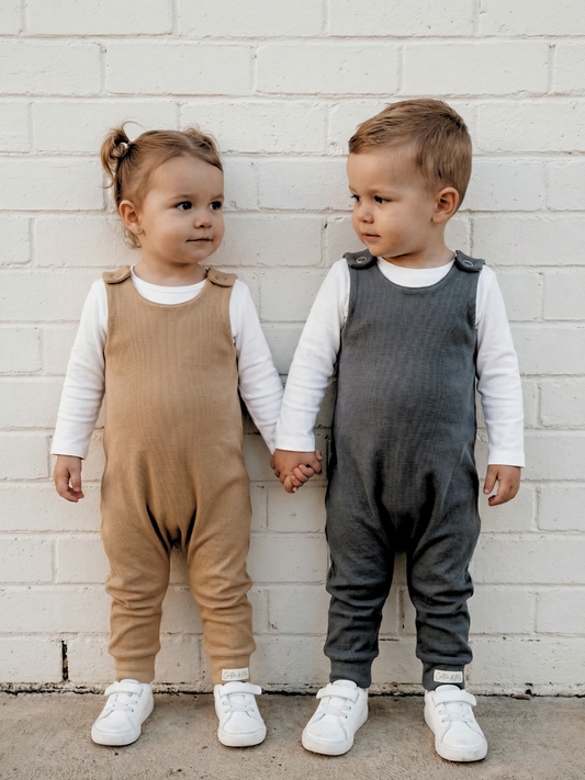 Toddler + Kids - Ribbed Harem Romper + Long Sleeve Tee Set