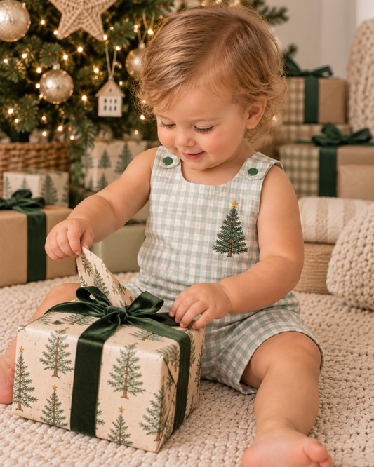 Green Check Christmas Romper