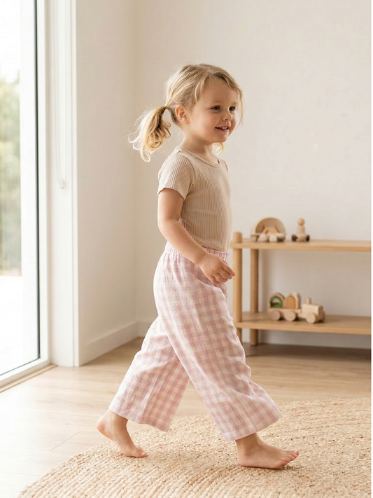 Toddler + Kids Gingham Pants Wide Leg
