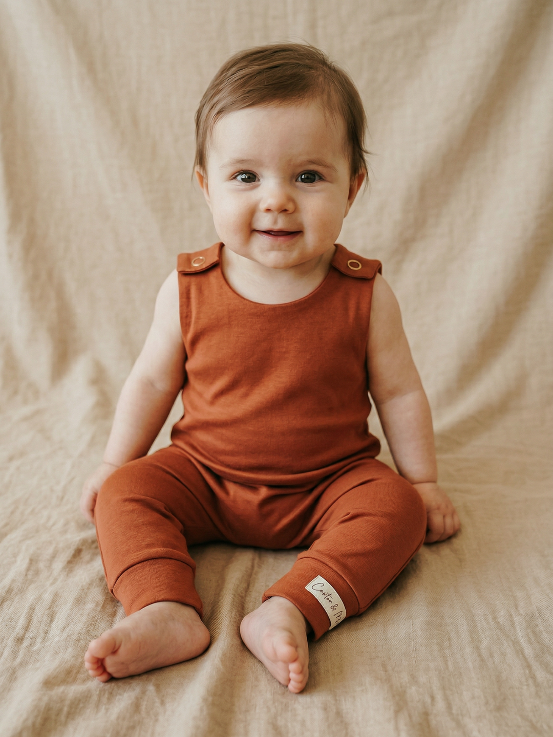Baby - Solid Cotton Harem Romper