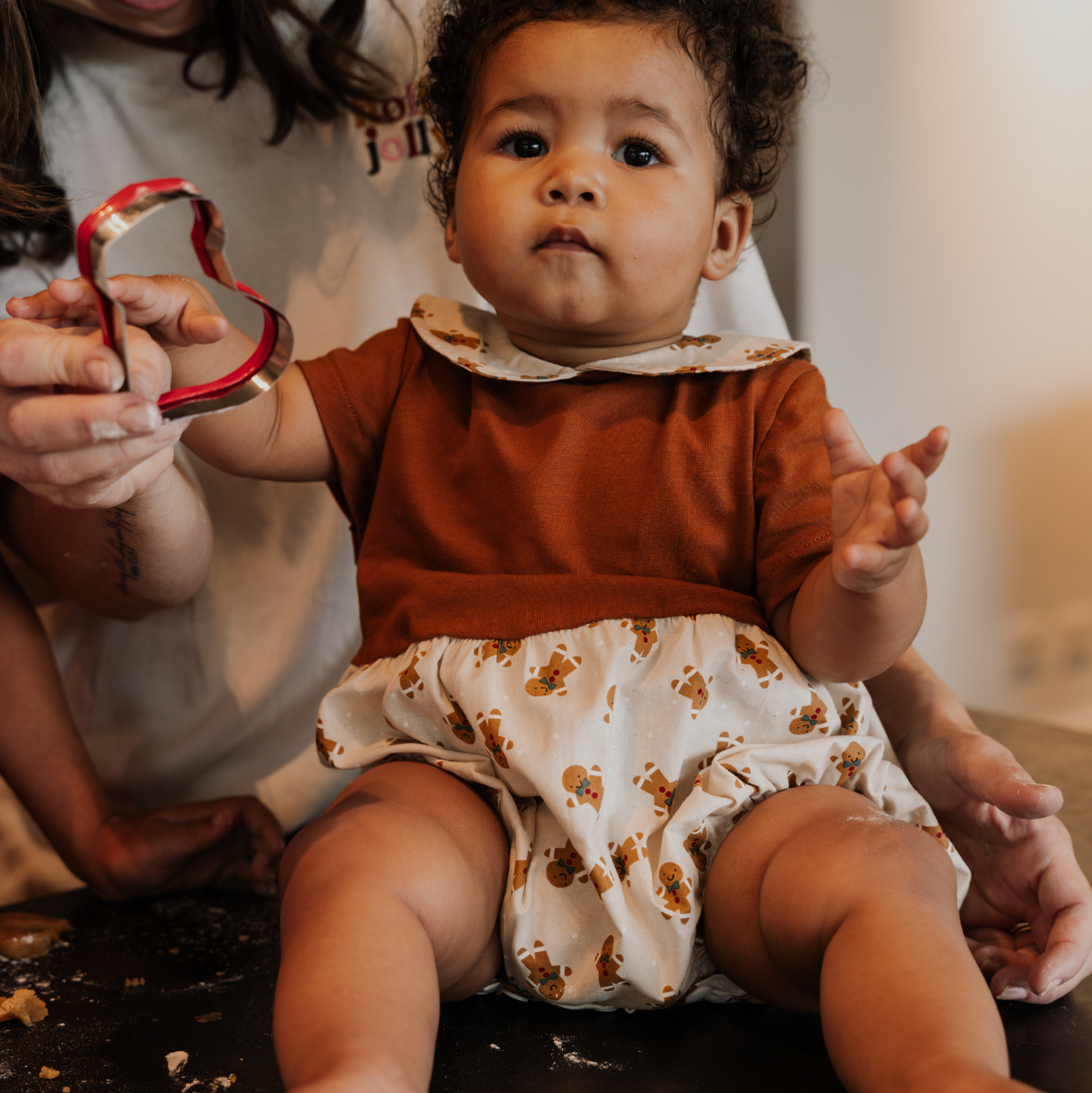 Baby Christmas Cream Romper with Collar