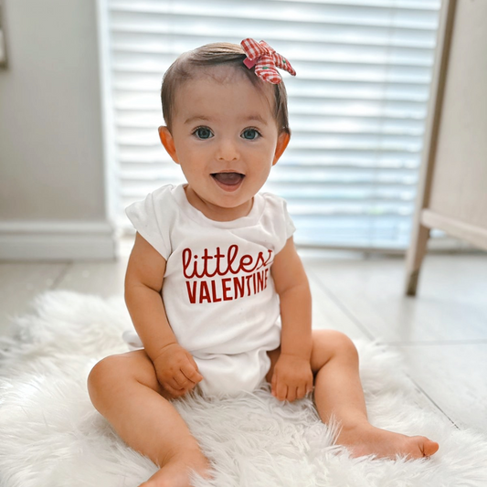 Baby "Littlest Valentine" Valentines Day Cotton Romper