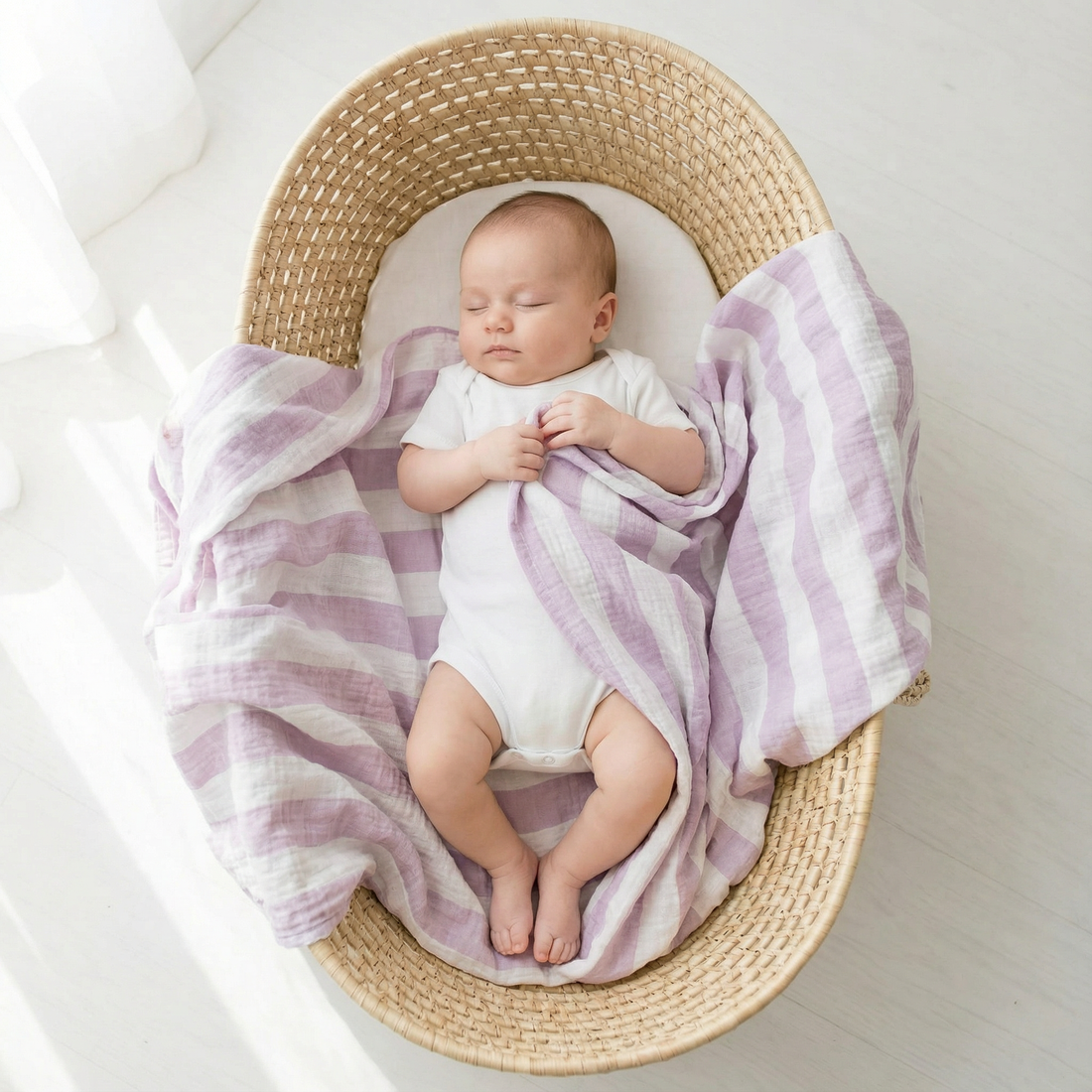 Muslin Stripe Receiving Blanket