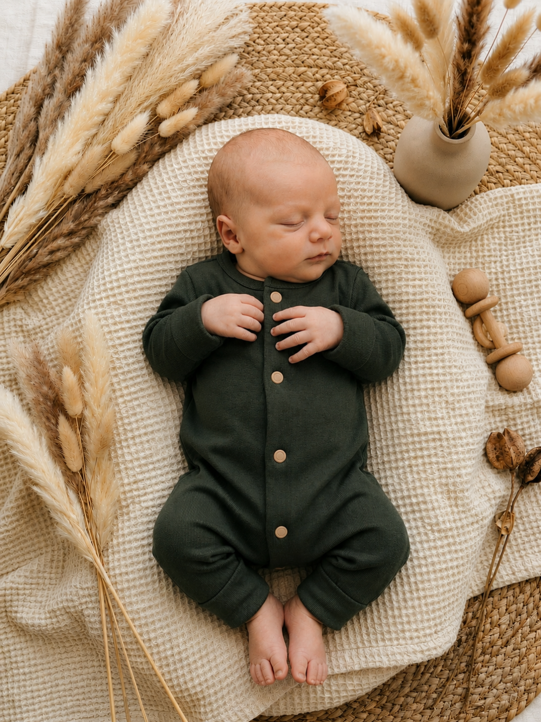 Baby - Solid Cotton Rolled Harem Romper