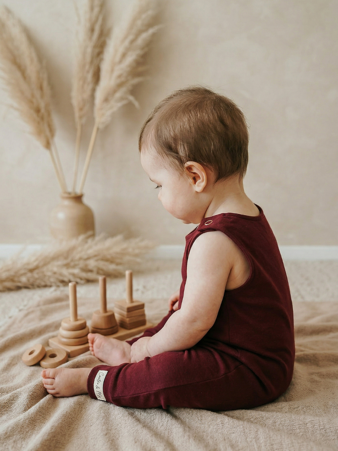Baby - Solid Cotton Harem Romper