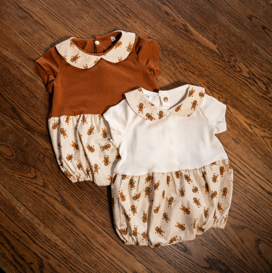 Baby Christmas Cream Romper with Collar