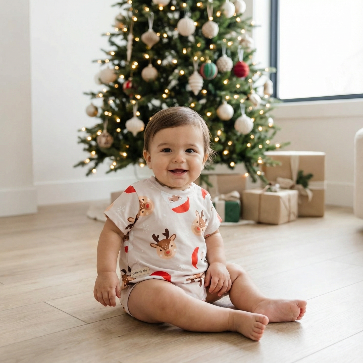 Oversized Christmas Tee Romper - Baby