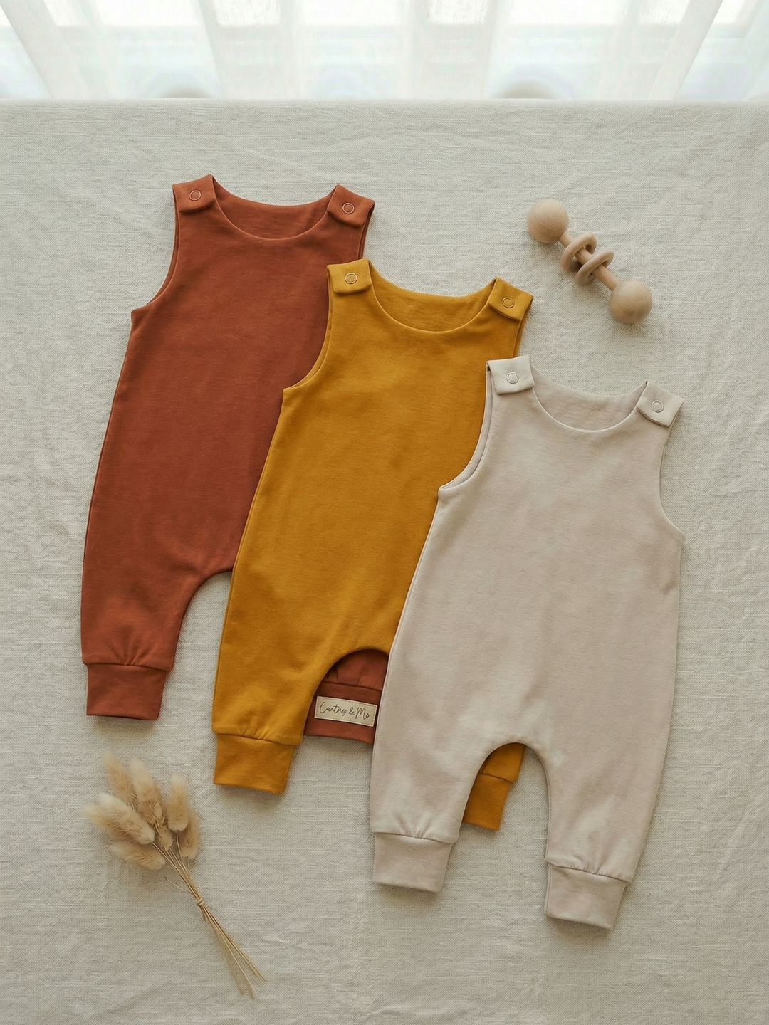 Toddler + Kids - Solid Cotton Harem Romper + Long Sleeve Tee Set