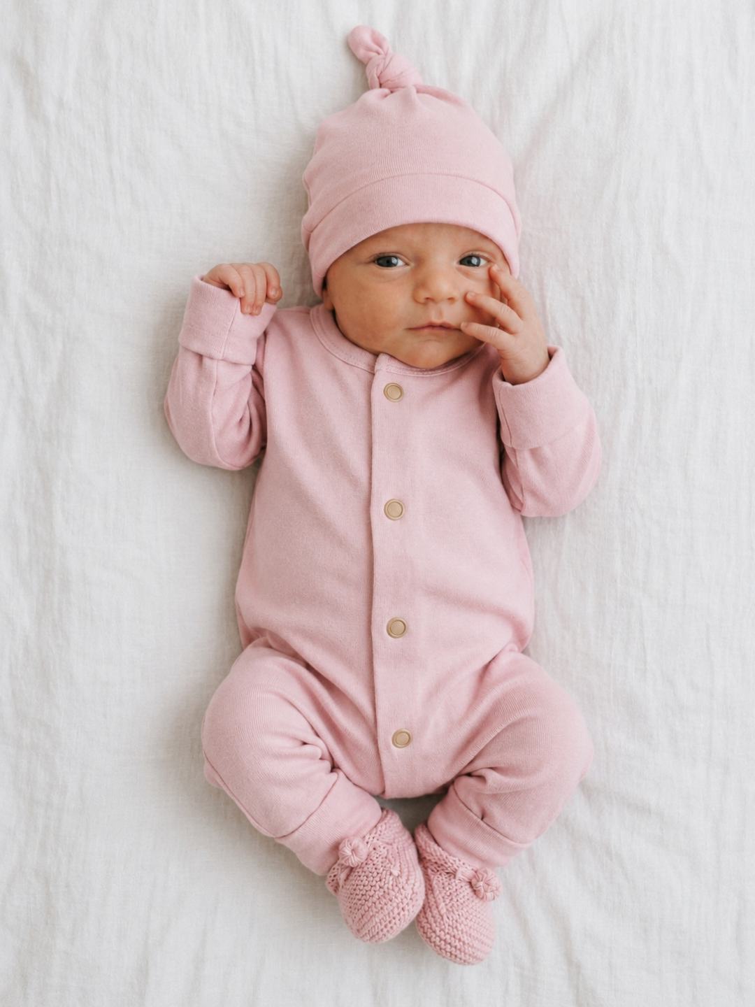 Baby - Solid Cotton Rolled Harem Romper