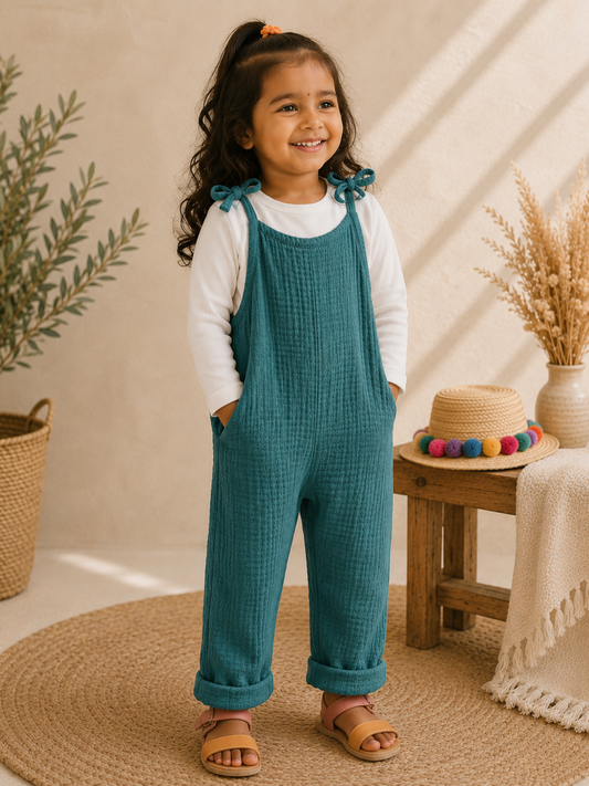 Toddler + Kids Muslin Tie Top Romper (In Stock) - Sandy Sage