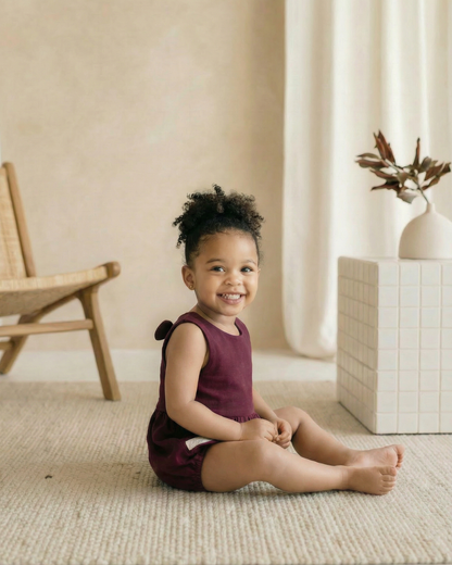 Baby Solid Cotton Back Bow Romper