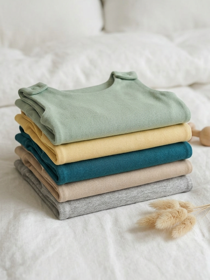 Toddler + Kids - Solid Cotton Harem Romper + Long Sleeve Tee Set