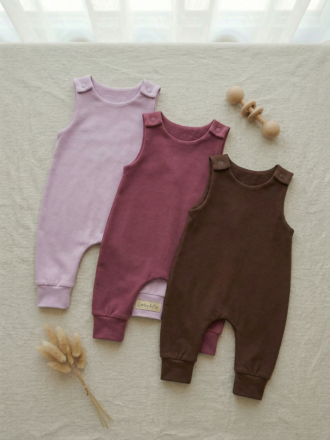 Toddler + Kids - Solid Cotton Harem Romper + Long Sleeve Tee Set
