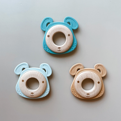 Dog Silicone and Beech Wood Teether