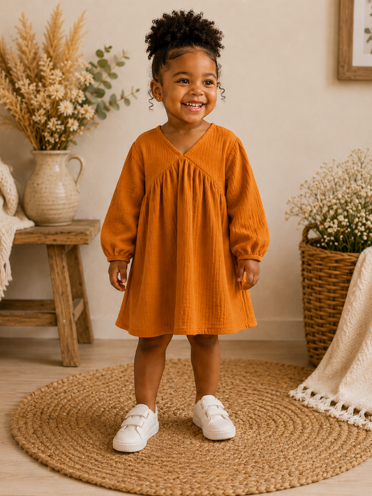 Toddler + Kids - Muslin Puff Sleeve Dress