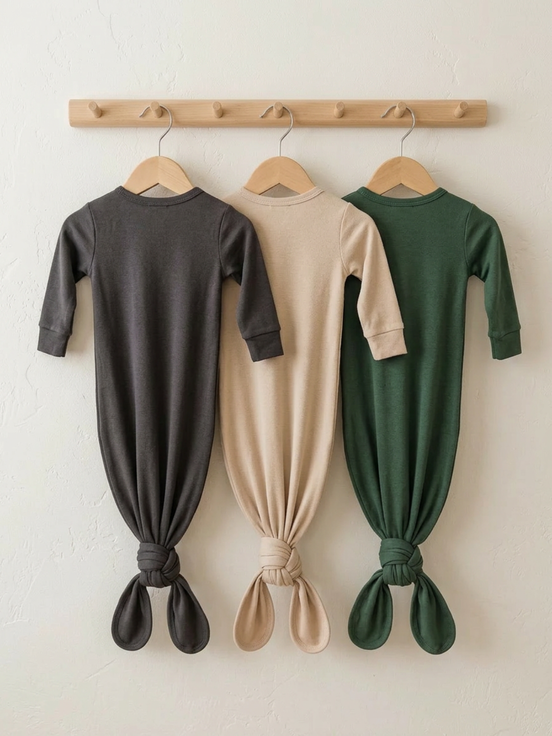 Baby - Solid Cotton Knotted Sleeper + Beanie