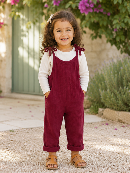 Toddler + Kids Muslin Tie Top Romper (In Stock) - Sandy Sage