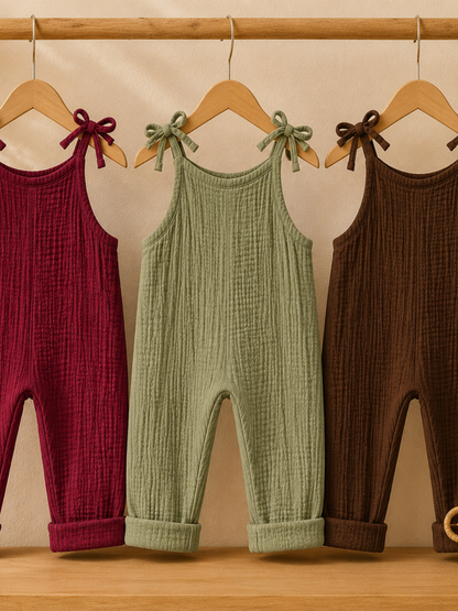 Toddler + Kids Muslin Tie Top Romper (In Stock) - Sandy Sage