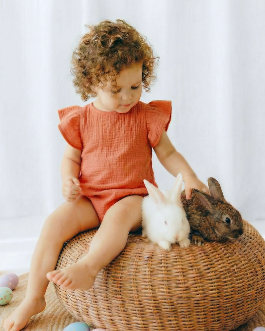 Easter Baby Muslin Flutter Sleeve Romper