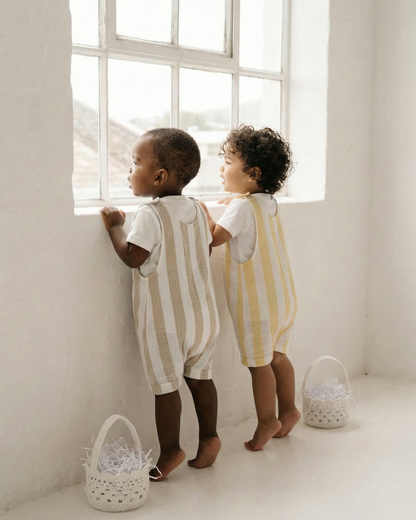 Easter Striped Muslin Short Harem Romper