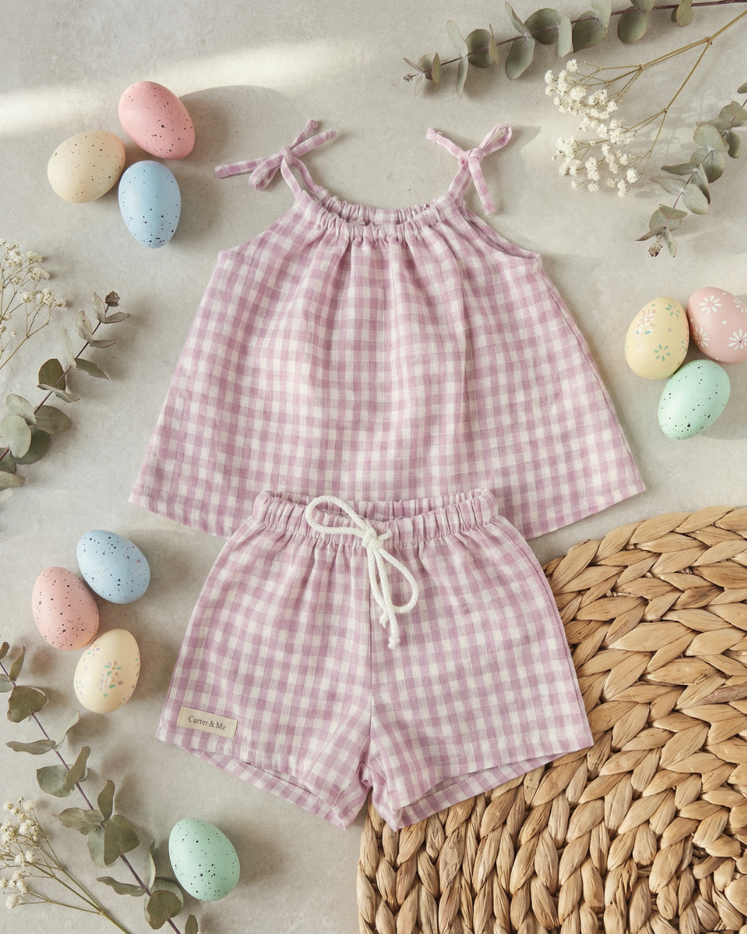 Gingham Strappy Top and Matching Shorts