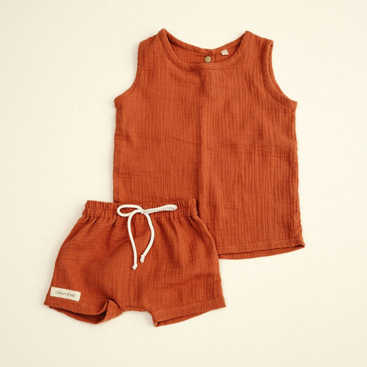 Baby Muslin Vest and Shorts Set